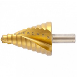 Сверло по металлу ступенчатое 9-36 мм, шаг 3 мм, 9 ступеней HSS, спиральный профиль