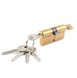 Сердцевина замка 60 мм, 30*30, 5 ключей, ключ - завёртка (золото)