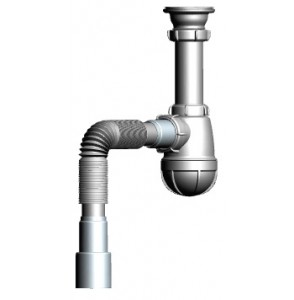Сифон большой с выпуском 1 1/2 с гибкой трубой 40х40/50  Aquant B0115