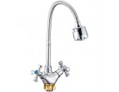 Смеситель для кухни двуручный QTZ4-E827 с гофрированным изливом